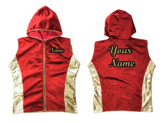 KANONG Muay Thai Boxning Gjorts / Hoodies / Walk in Jacket : Röd/Guld