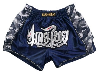 Retro Kanong Muay Thai Shorts : KNSRTO-231-Marinblå