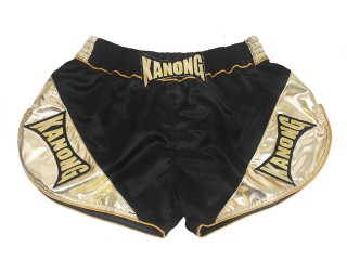 Kanong Retro Muay Thai Shorts Dam : KNSRTO-201-svart-guld