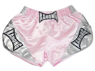 Kanong Retro Muay Thai Shorts Damen : KNSRTO-201-Rosa-Silver